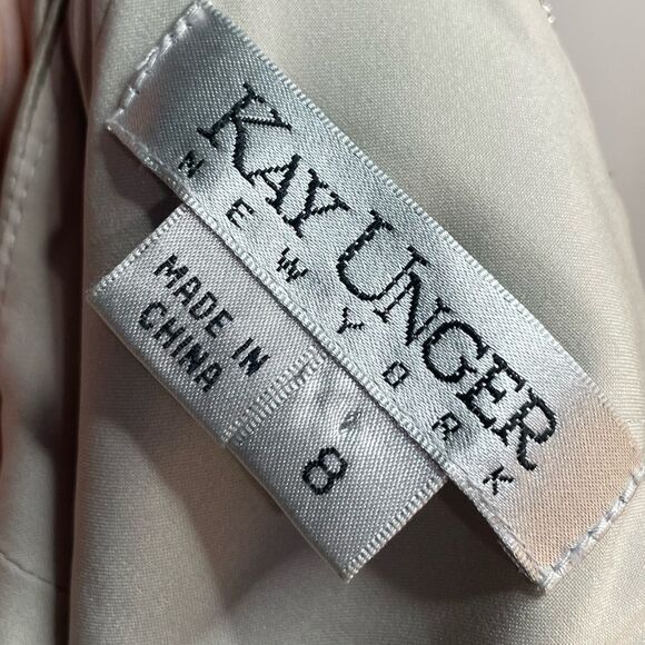 Kay Unger Silk Blend Champagne Embroidered Sequined Dress Size 8 - Picture 5 of 7
